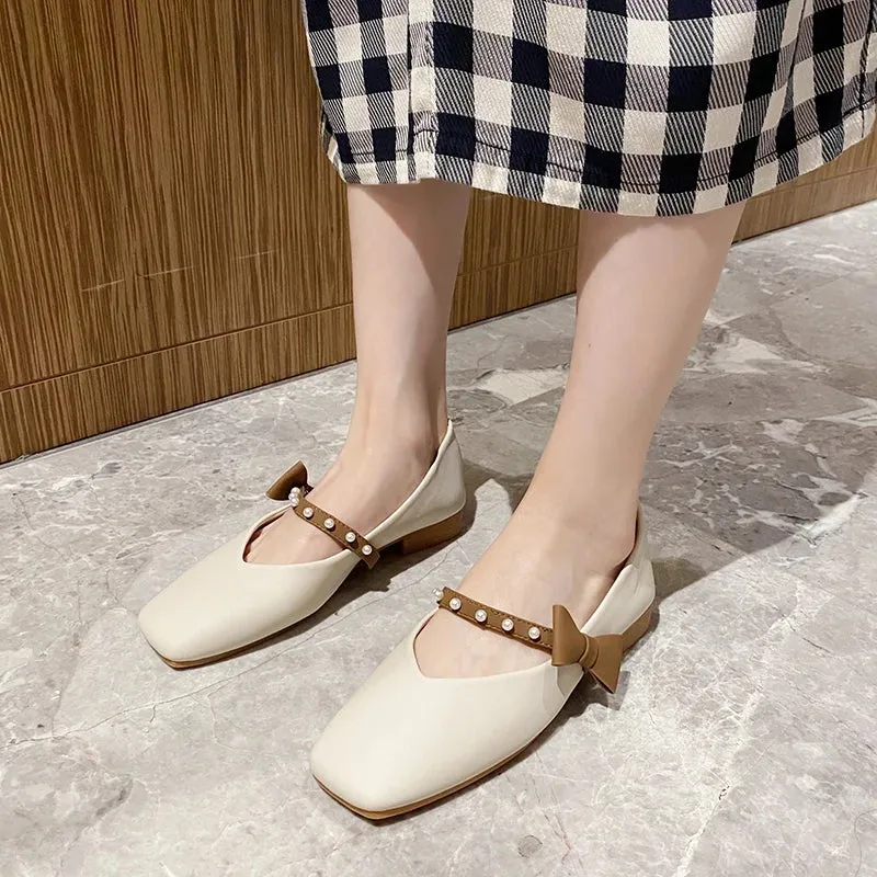 binfenxie  -  Spring Autumn Womens Loafers Fashion Korean Style Casual Shoes Sweet Butterfly-knot Mary Janes Shoes Comfortable Women Flat Shoe